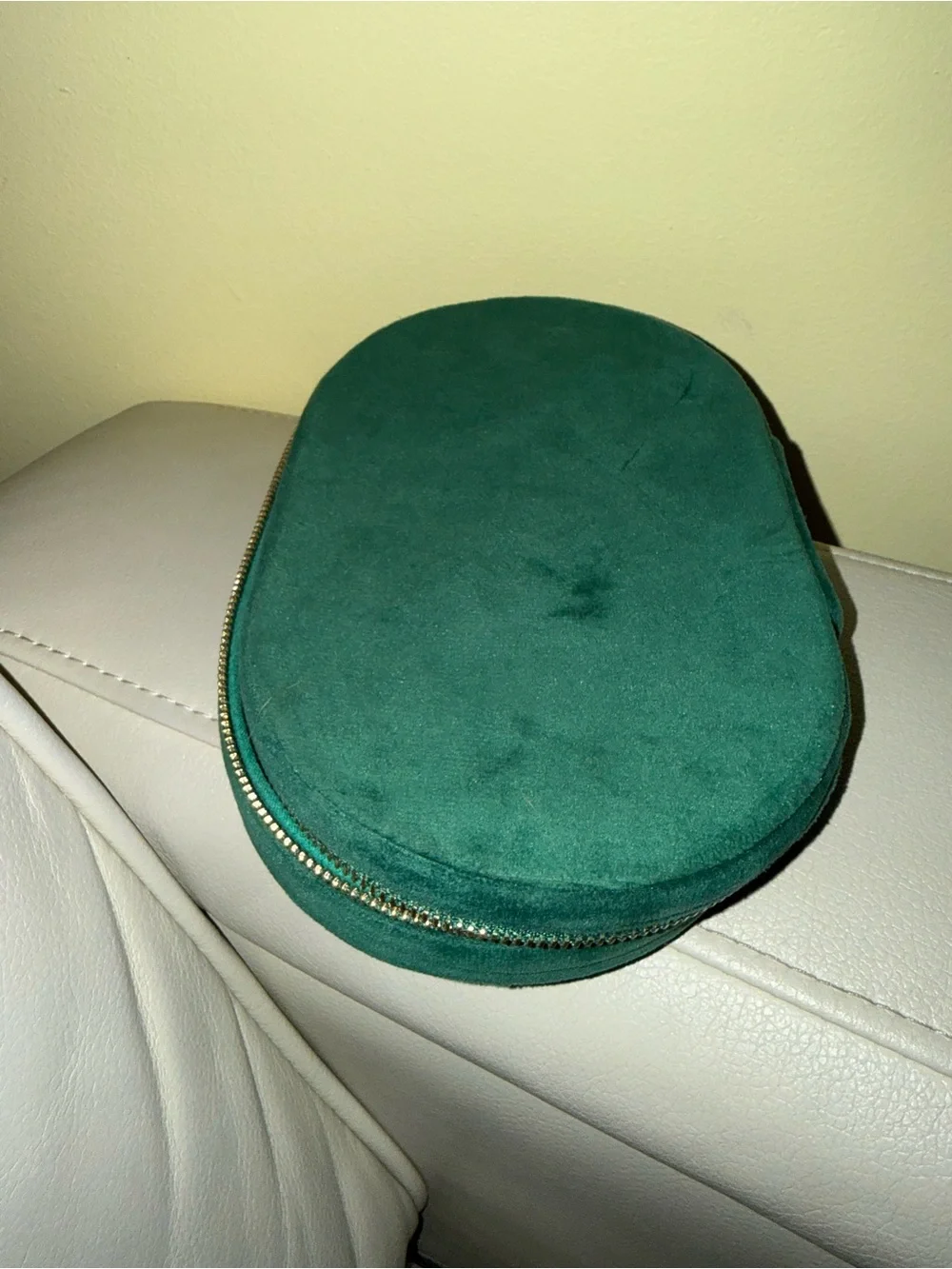 Green faux Suede Travel Jewelry Box